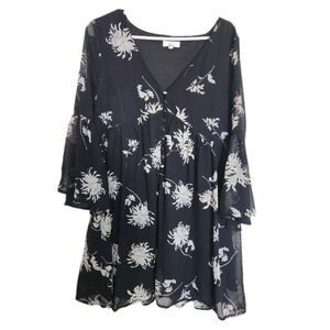 Entro Floral Vneck Boho Mini Dress Size Medium